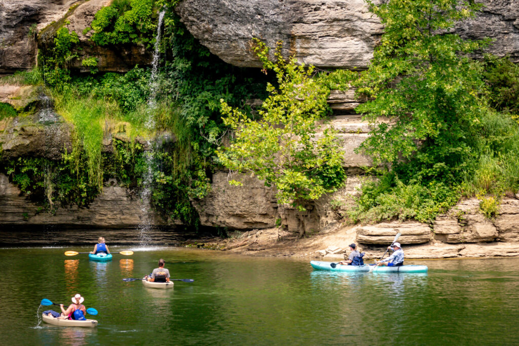 Kayaking on Kentucky River waterfall