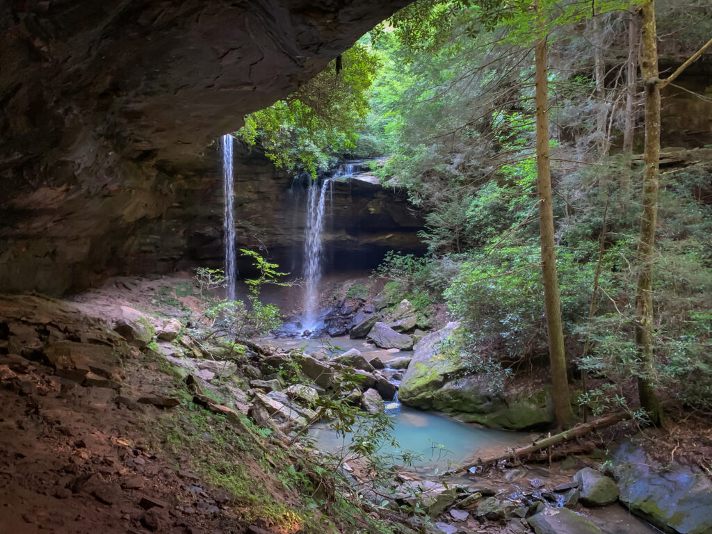 Pine Island Double Falls beautiful waterfalls in Kentucky